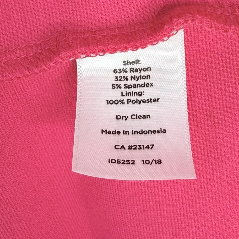 Talbots Women's Pink Sleeveless Sheath Dress V Neckline Ponte Knit 14 Rayon/Nylo